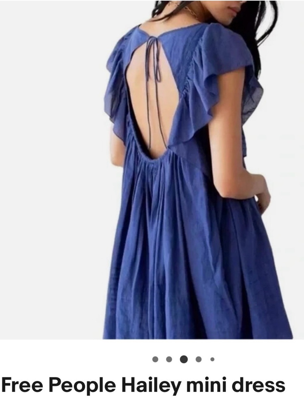 Free People Navy Ruffle Back Mini Dress - Picture 3 of 7